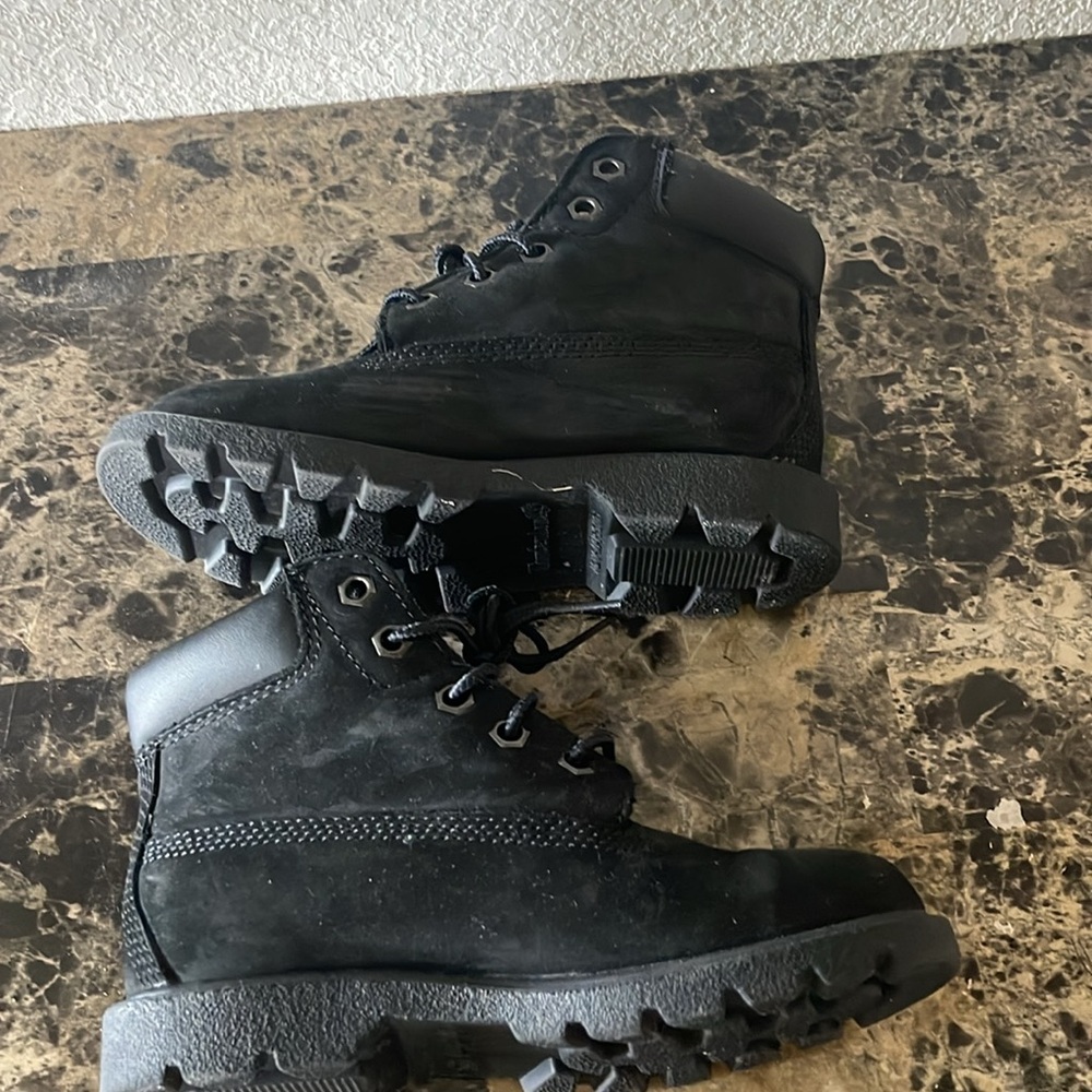 Kids Black Suede Timberland Boots size 11.5